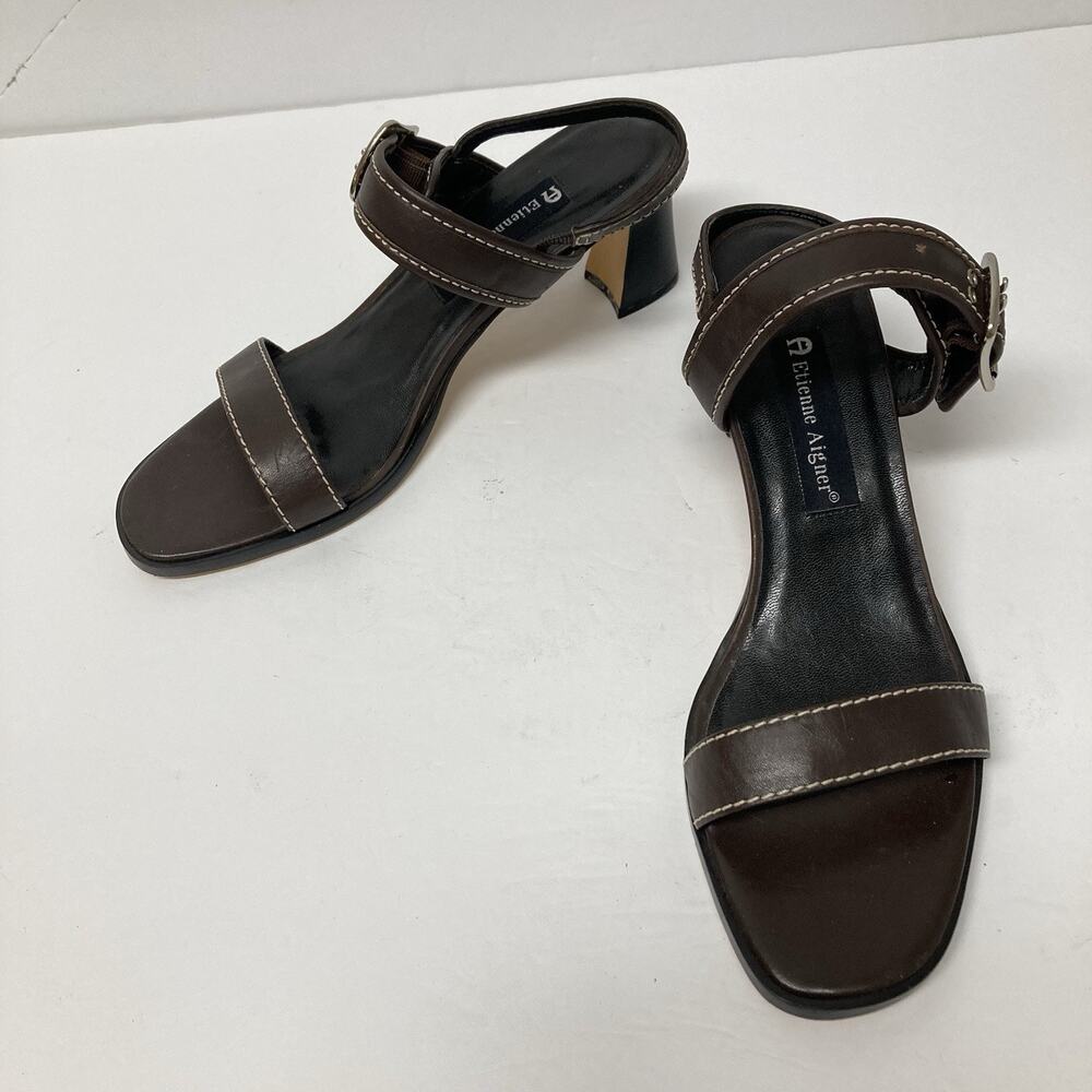 Etienne Aigner Brown Leather Sandals-8